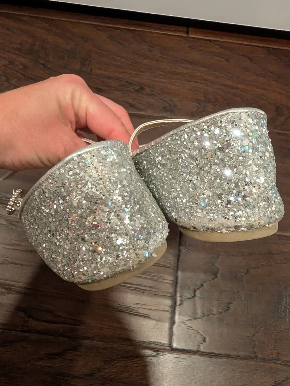 PLACE Silver Glitter Mary Jane Girls Dress Shoes Size 3
